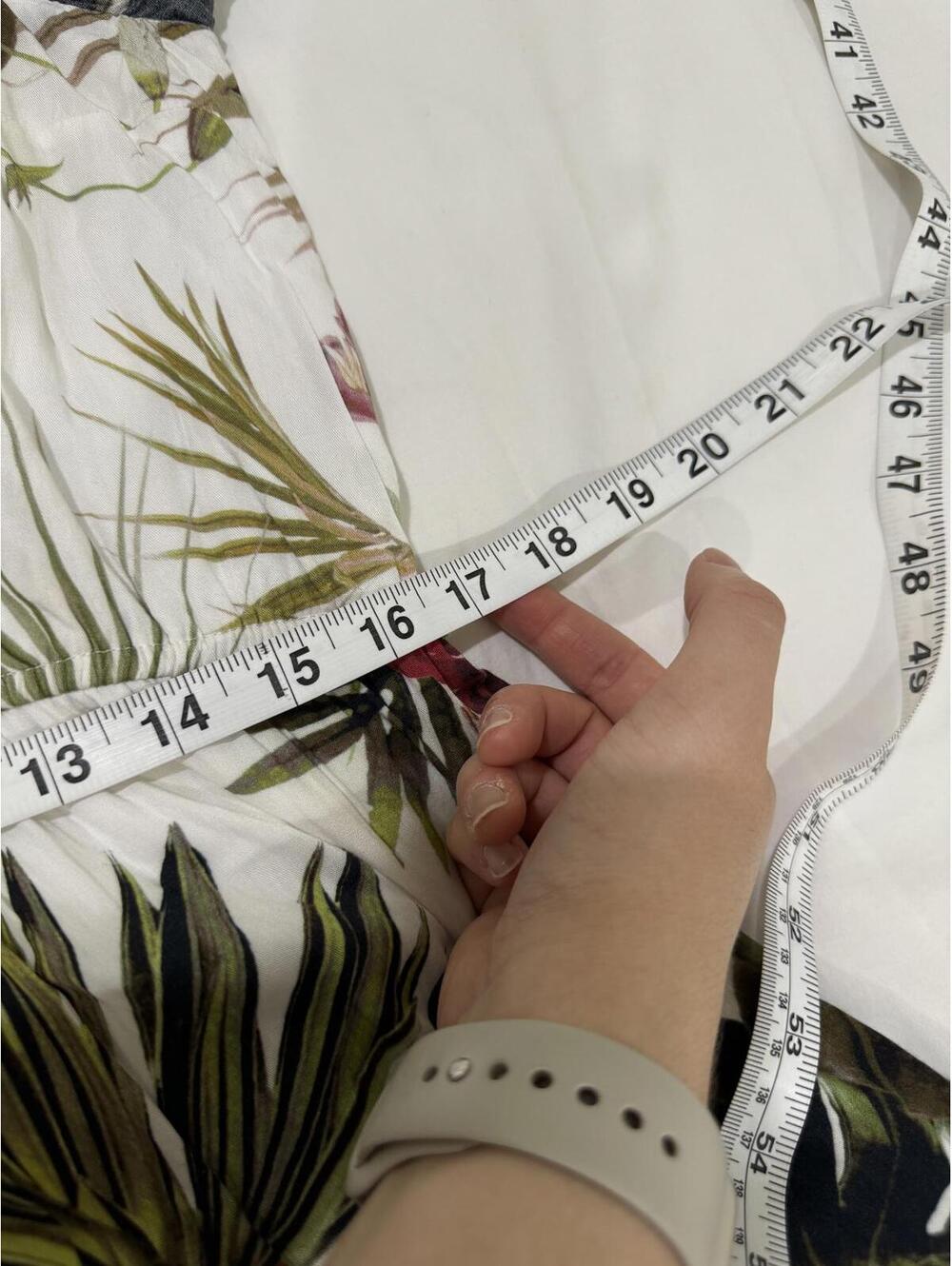 Gianni Bini Tropical Palm Leaf High Neck Maxi Dress XL White Floral Resortwear - Picture 8 of 9